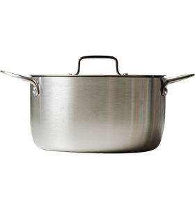 Caçarola 24cm Inox Corpo Triplo Paula Souza™ + Medidor interno gravado a laser e tampa de presente