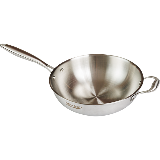 Wok 30cm Inox Corpo Triplo Paula Souza™ + Tampa de presente