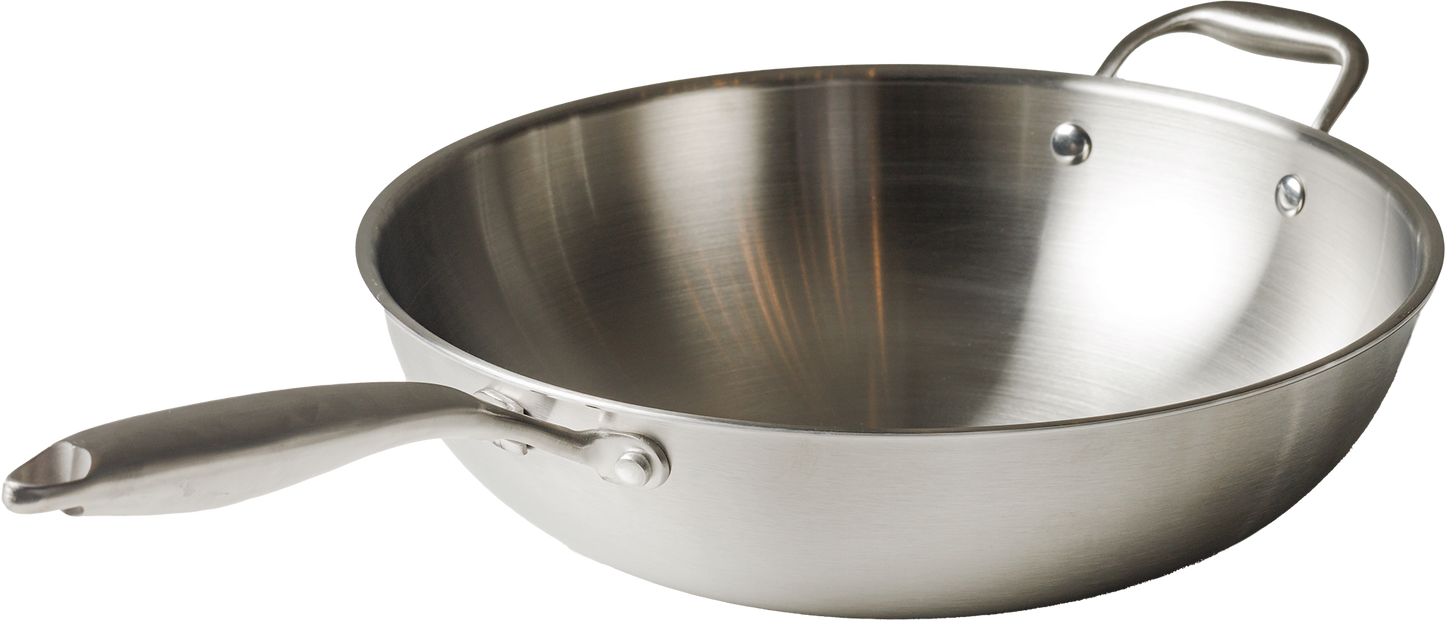 Wok 34cm Inox Corpo Triplo Paula Souza™ + Tampa de presente
