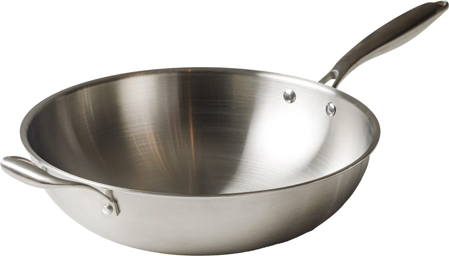 Wok 34cm Inox Corpo Triplo Paula Souza™ + Tampa de presente