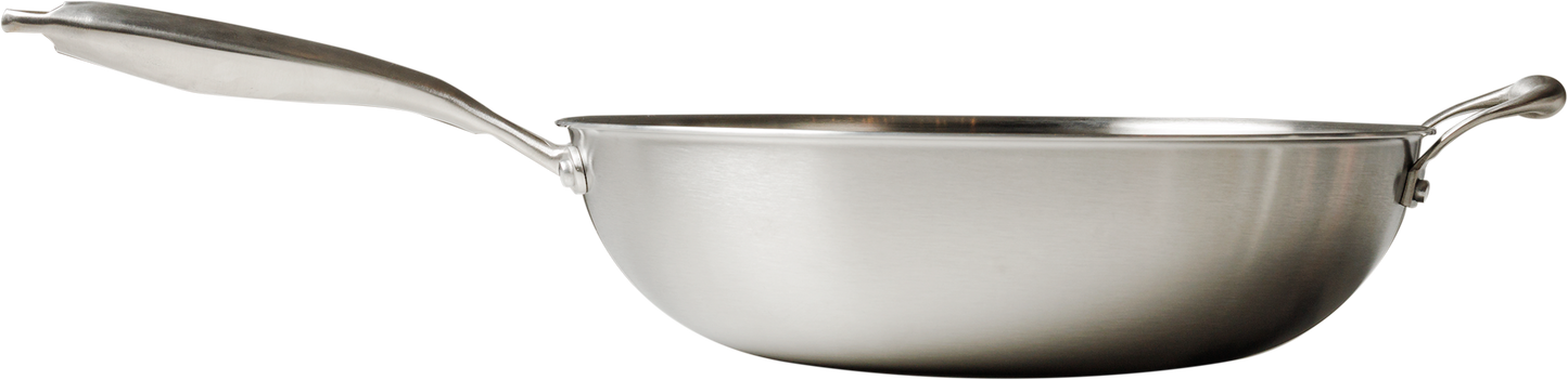 Wok 34cm Inox Corpo Triplo Paula Souza™ + Tampa de presente