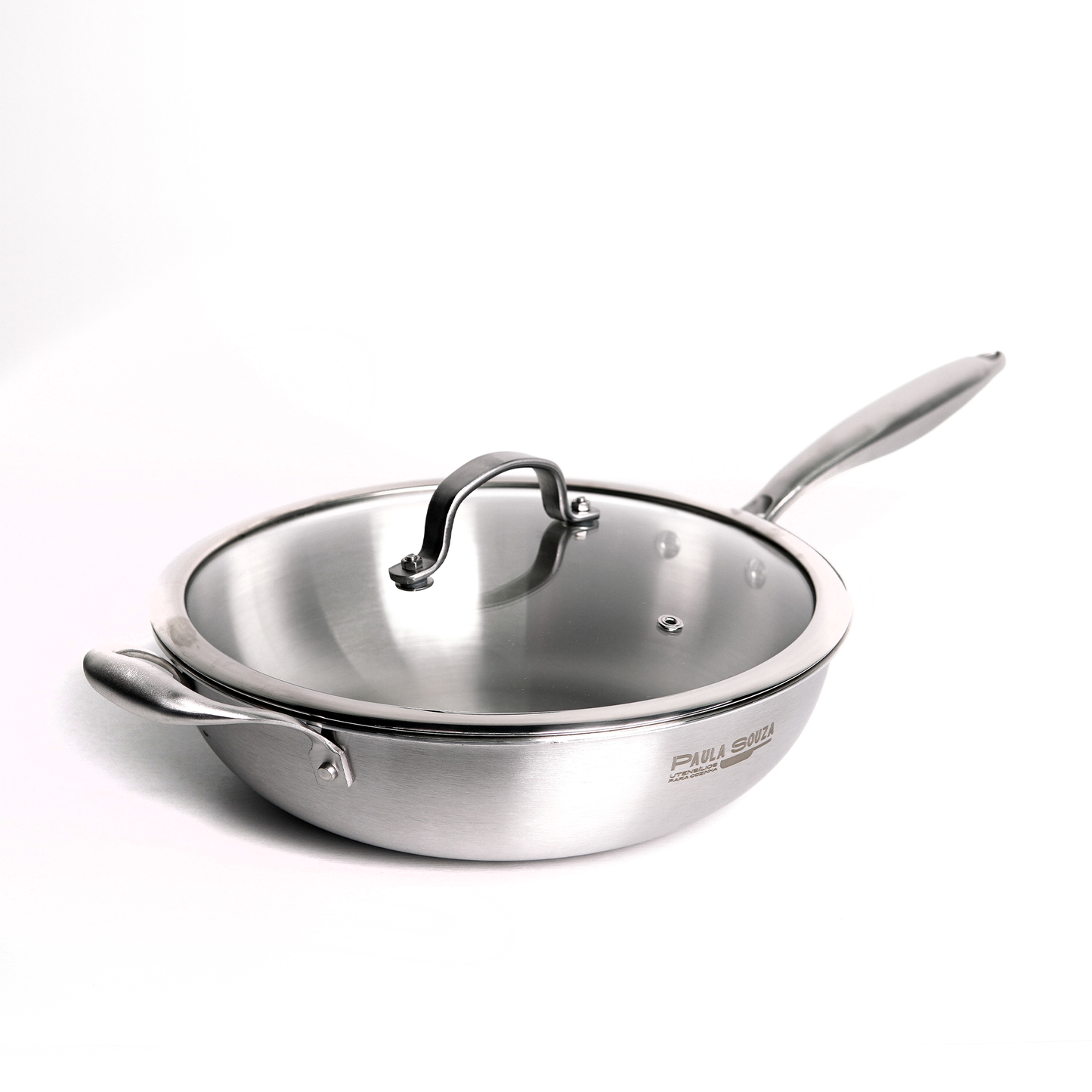 Wok 30cm Inox Corpo Triplo Paula Souza™ + Tampa de presente